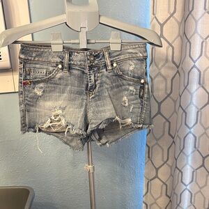 Silver Jeans Light Blue Distressed Jean Shorts